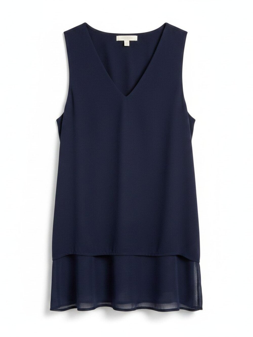 Michael Kors Blue Sleeveless Mixed Media Sheer Hem Top Small